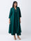 Diza Green Embellished A-Line Kurta