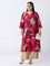 Diza Fuchsia Floral Design A-Line Kurta