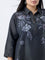 Diza Charcoal Floral Embroidered Cotton-Blend Tunic