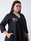 Diza Black Floral Embroidered Anarkali Kurta