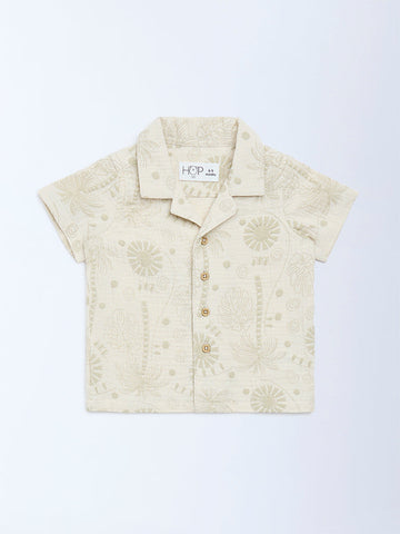 HOP Baby Beige Embroidered Cotton Shirt