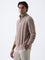 Ascot Beige Relaxed Fit Cotton Three-Quarter Zip Sweater