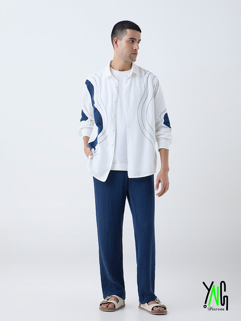 ETA Indigo Textured Relaxed-Fit Mid-Rise Cotton Chinos
