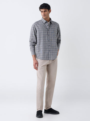 Ascot Charcoal Checkered Relaxed-Fit Cotton Shirt