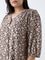 Gia Beige Floral Pattern Blouse