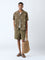 ETA Olive Solid Relaxed-Fit Mid-Rise Cotton-Blend Shorts