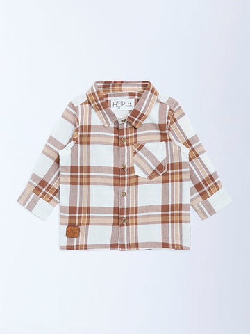 HOP Baby Brown Checks Design Cotton Shirt