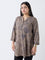 Diza Taupe Foliage Printed Tunic