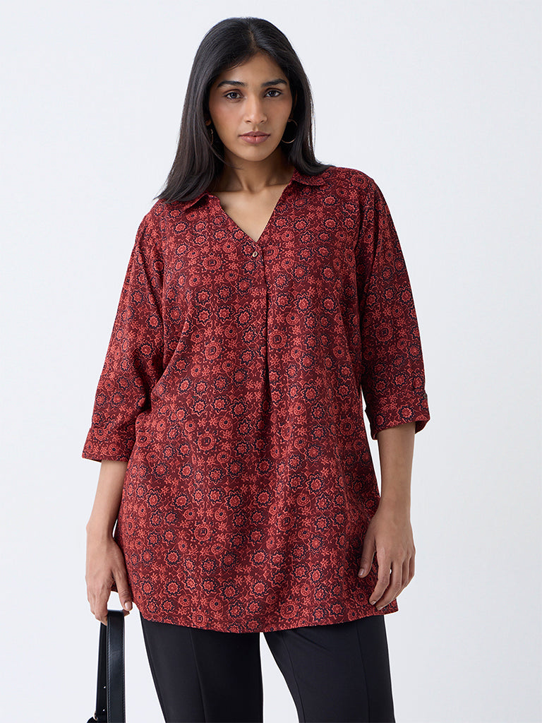 Diza Red Printed Tunic
