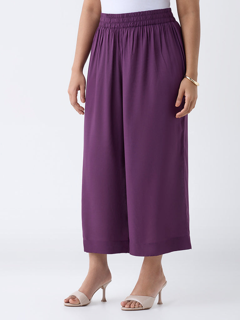 Diza Plum Solid Pants