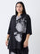 Diza Black Floral Printed Tunic