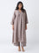 Diza Taupe Embellished A-Line Kurta