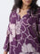Diza Plum Floral Design A-Line Kurta