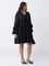 Gia Black Solid Balloon Dress