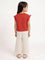 HOP Kids Girls Red Embellished Cotton T-Shirt