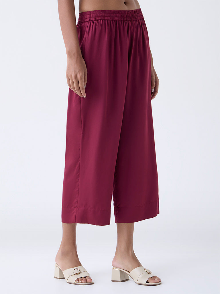 Zuba Maroon Solid Pants