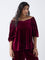 Gia Maroon Off-Shoulder Velvet Top