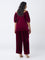 Gia Maroon High-Rise Velvet Pants