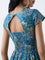 Bombay Paisley Blue Floral Printed Cotton A-Line Dress