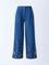 Bombay Paisley Blue Embroidered High-Rise Denim Pants