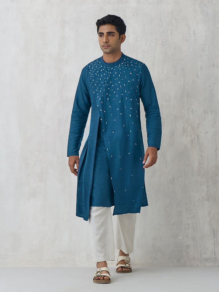 Asymmetric Blue Kurta