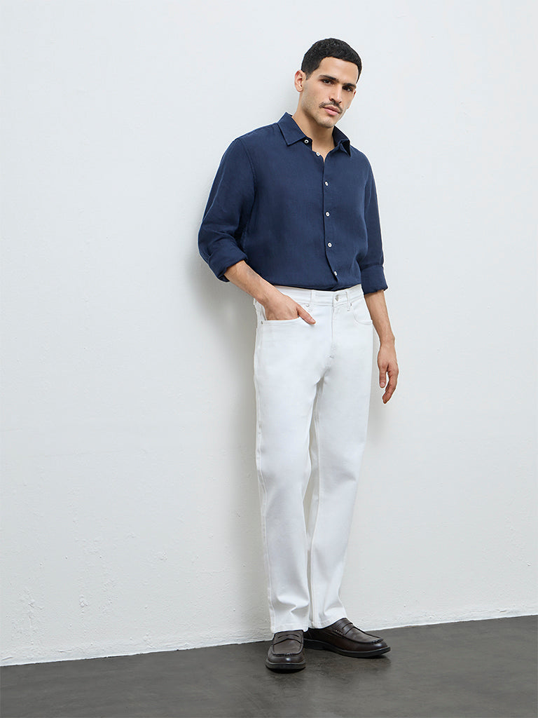 Ascot White Relaxed-Fit Mid-Rise Jeans