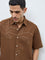Ascot Taupe Floral Pattern Relaxed-Fit Shirt