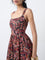 Bombay Paisley Maroon Floral Cotton A-Line Dress