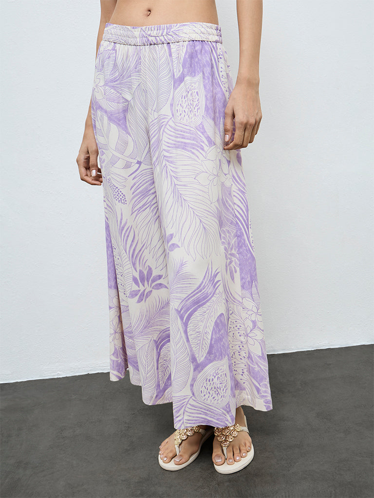 Utsa Lilac Floral Printed Palazzos