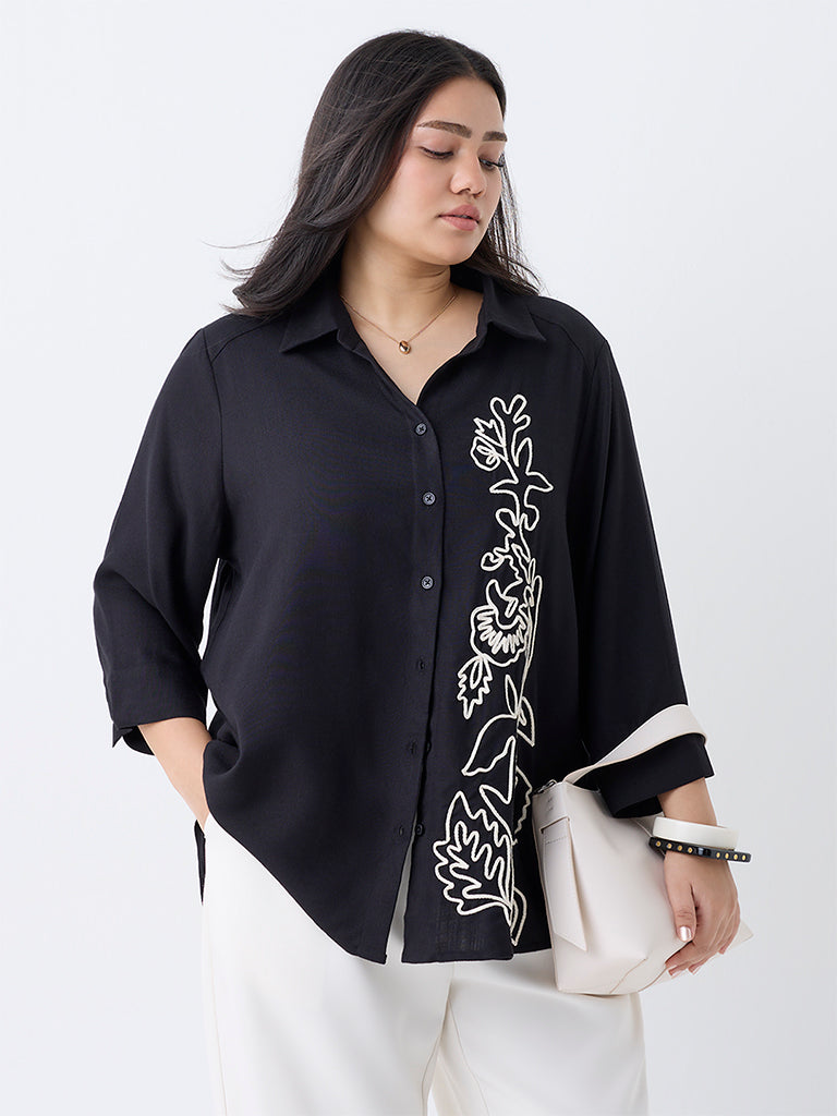 Gia Black Embroidered Shirt