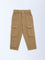 HOP Kids Boys Brown Cargo-Style Mid-Rise Jeans