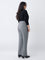 Gia Grey Checkered High-Rise Bootcut Trousers