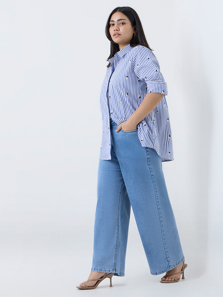 Gia Blue Relaxed-Fit High-Rise Jeans