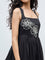Bombay Paisley Black Floral Embroidered Cotton A-Line Dress