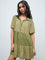 Bombay Paisley Green Floral Design Shirt Dress