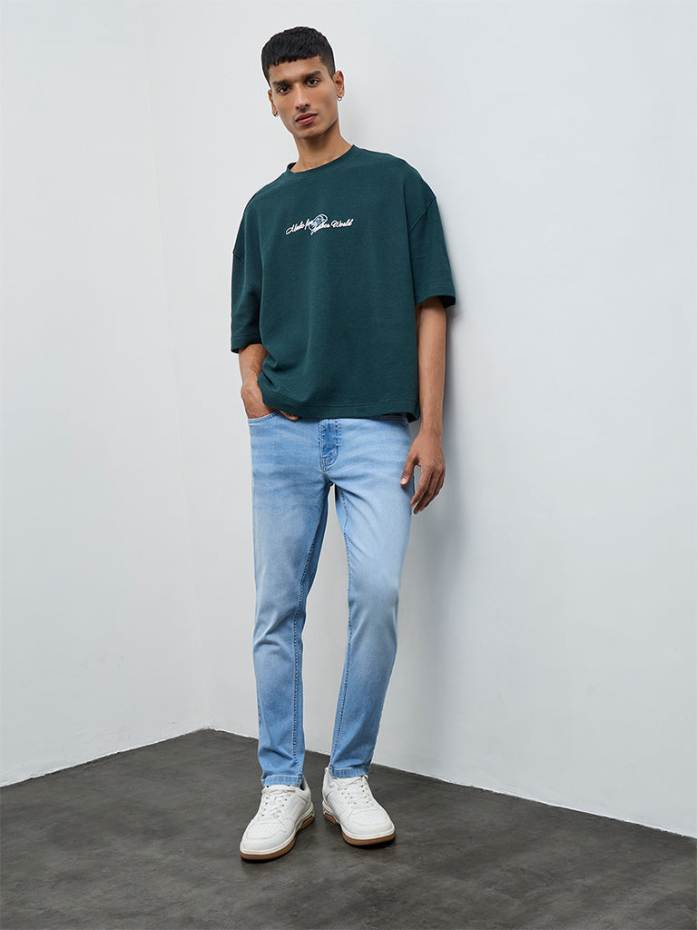 Nuon Blue Washed Slim-Fit Mid-Rise Jeans