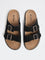 SOLEPLAY Black Dual-Strap Slip-On Suede Sandals