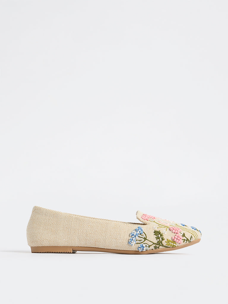 LUNA BLU Multicolour Floral Embroidered Loafers