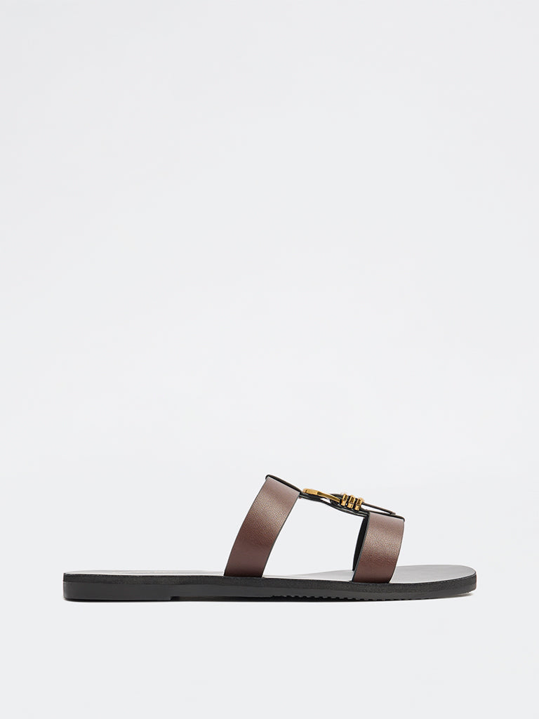 LUNA BLU Burgundy Metallic Detailed Slides
