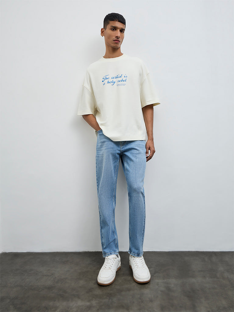 Nuon Light Blue Washed Slim-Fit Mid-Rise Jeans