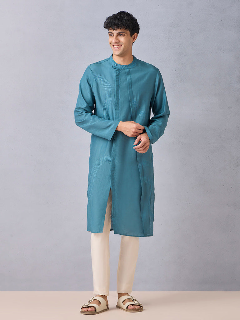 Embroidered Blue Kurta