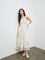Bombay Paisley Off-White Floral Embroidered Cotton Tiered Dress