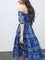 Bombay Paisley Blue Floral Cotton Tiered Dress