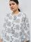 Diza White Leaf Design A-Line Kurta