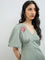 Bombay Paisley Sage Floral Embroidered Cotton A-Line Dress