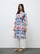 Utsa Blue Printed Cotton Straight Kurta