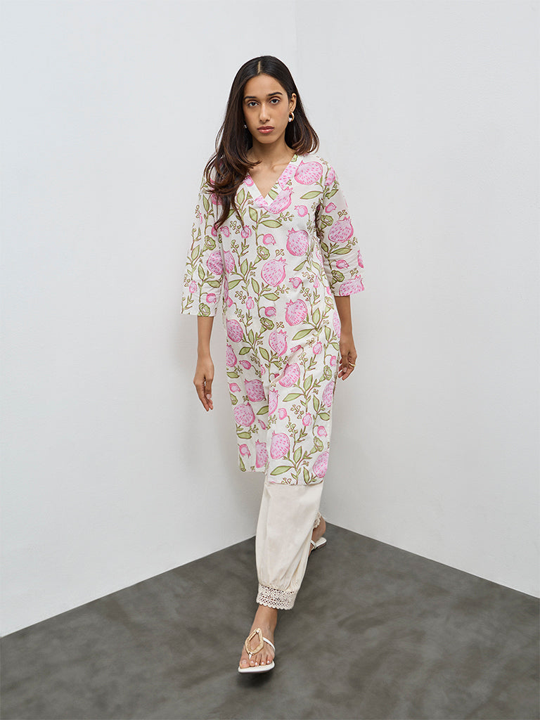 Utsa Multicolour Printed Cotton Straight Kurta