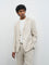Ascot Beige Solid Relaxed-Fit Linen Blazer
