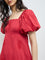 Bombay Paisley Red Paisley Embroidered Cotton A-Line Dress
