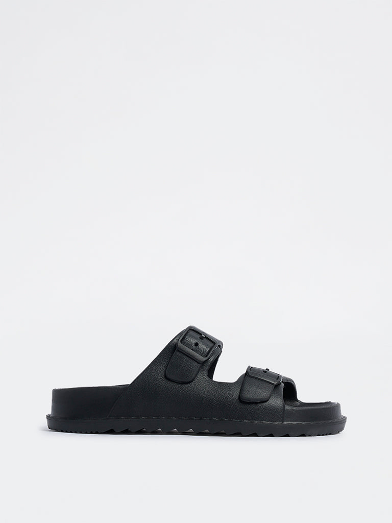 SOLEPLAY Black Buckle-Detailed Slip-On Slides